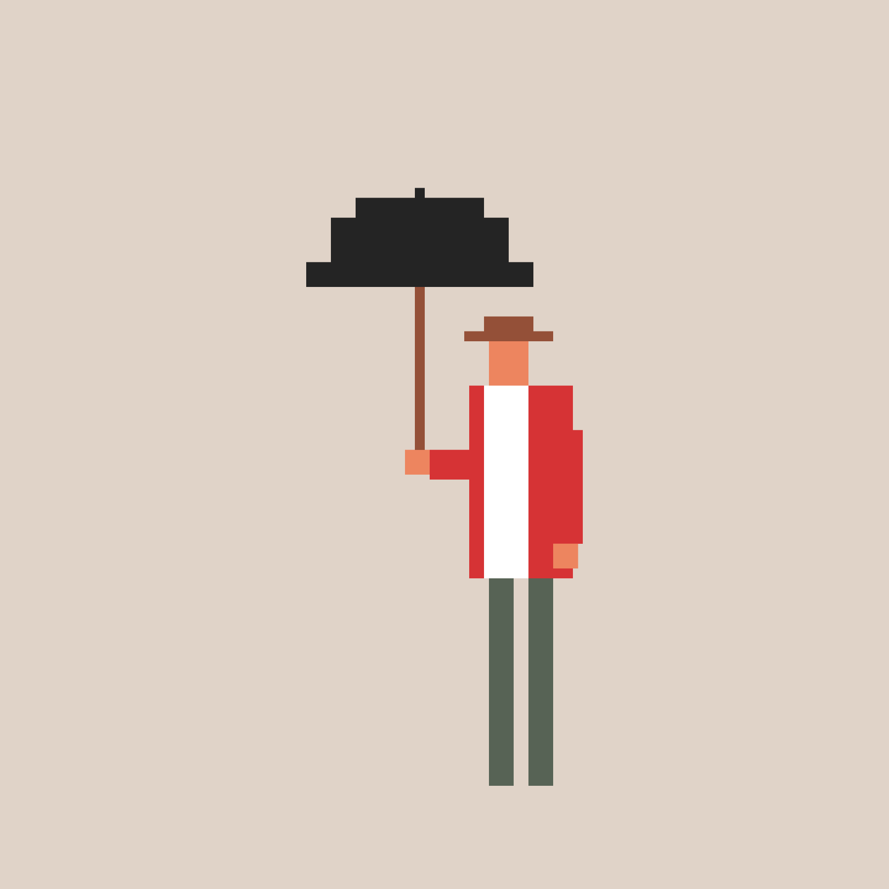 Illustration of a Man with an Umbrella